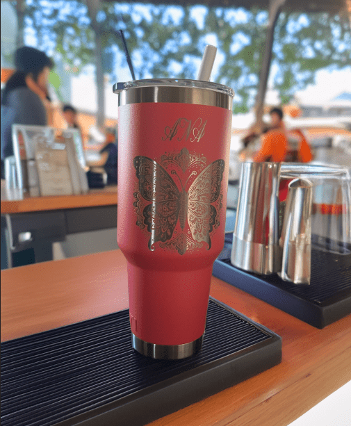 Butterfly Personalized YETI Rambler | Game Day Football Apparel | LNS Laser Engraver Designer LLC