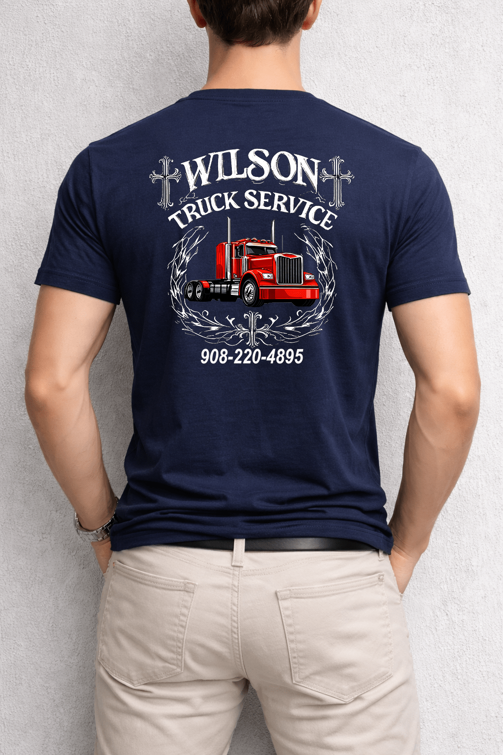 Custom Branded Work T-Shirt – Front Logo & Full Back Business Print | Game Day Football Apparel | LNS Laser Engraver Designer LLC