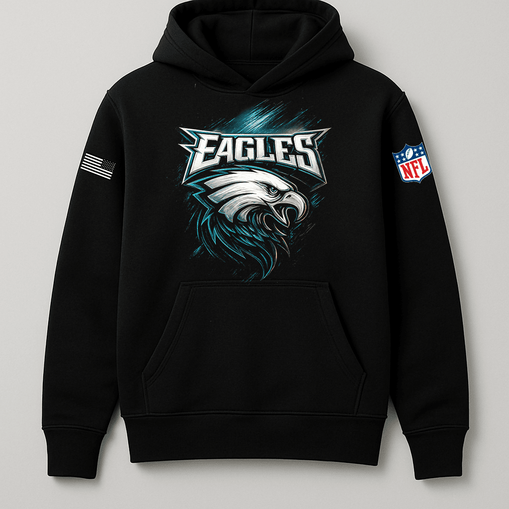 Custom Game - Day Eagle Hoodie – Personalized Name on Back | Game Day Football Apparel | LNS Laser Engraver Designer LLC