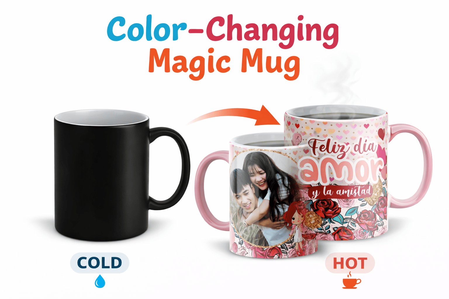 “Feliz Día del Amor y la Amistad” Personalized Photo Mug (English or Spanish) | Game Day Football Apparel | LNS Laser Engraver Designer LLC