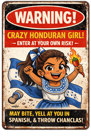 Funny Honduran Girl Warning Sign – Enter at Your Own Risk | 8x12 Metal Sign | Game Day Football Apparel | LNS Laser Engraver Designer LLC