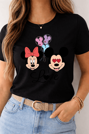 I Love You Cartoon Couple Tee – Cute Romantic Heart Balloon T-Shirt | Game Day Football Apparel | LNS Laser Engraver Designer LLC