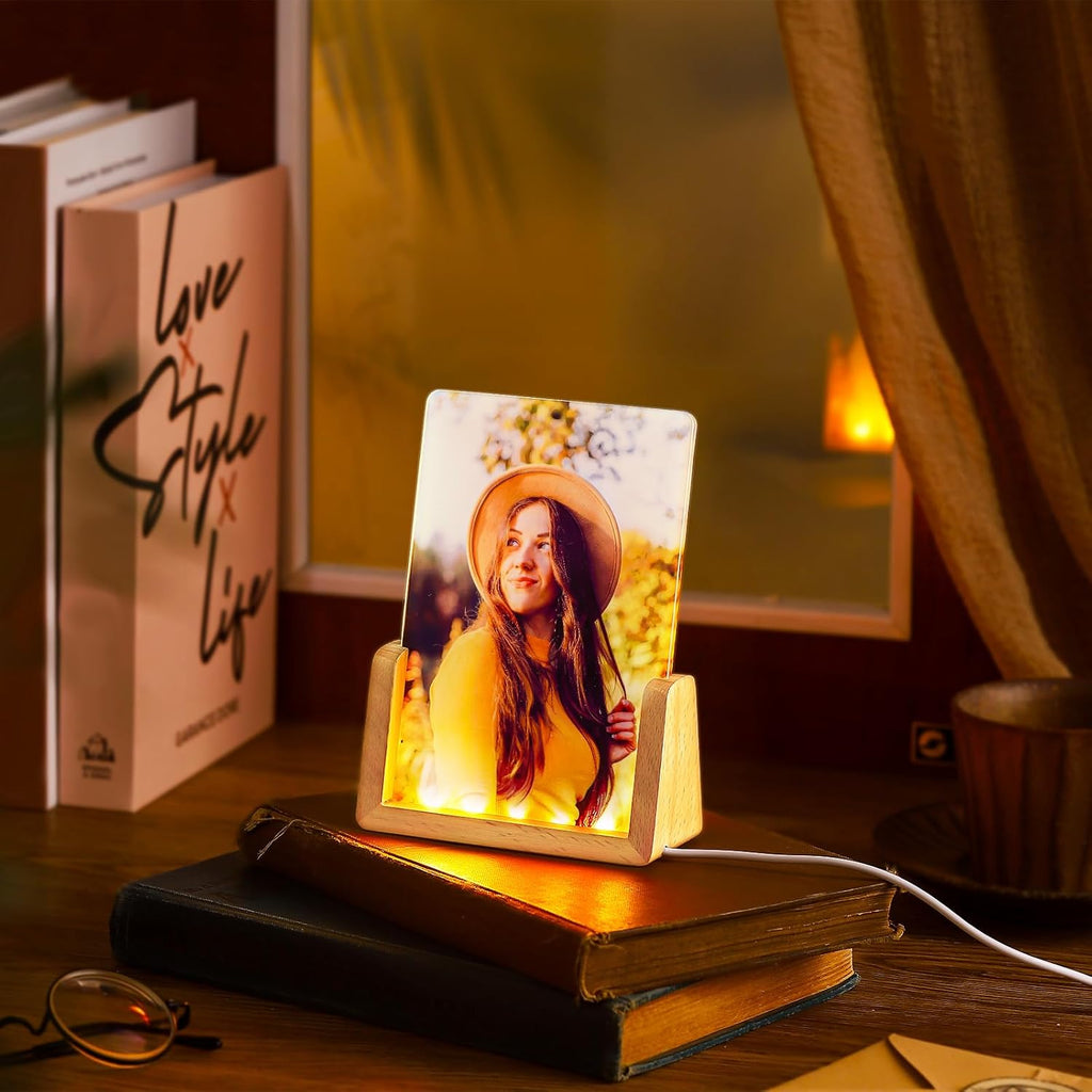 Personalized Photo LED Acrylic Lamp – Custom Light for Any Occasion 5" x 7" | Game Day Football Apparel | LNS Laser Engraver Designer LLC