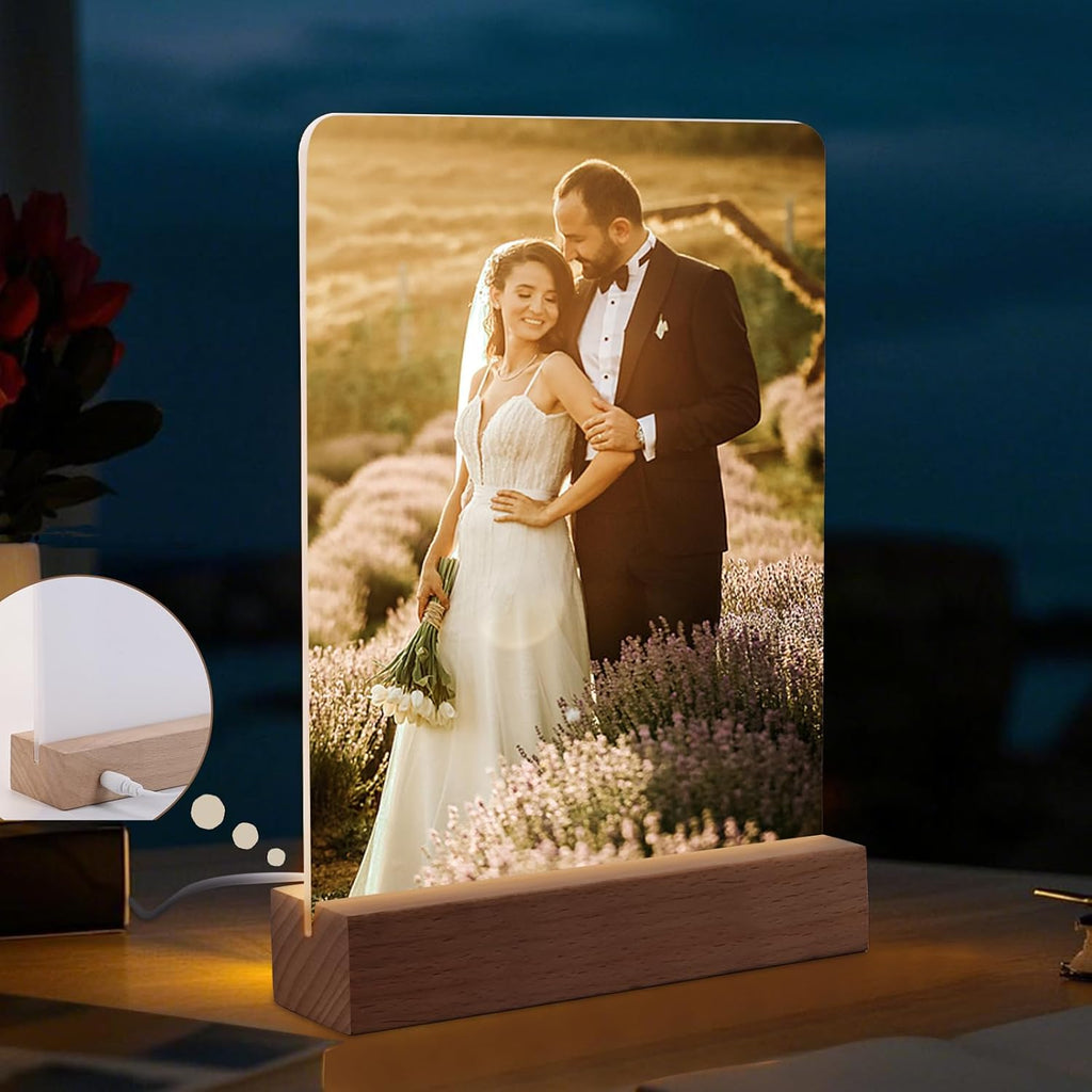 Personalized Photo LED Acrylic Lamp – Custom Light for Any Occasion 6" x 8" | Game Day Football Apparel | LNS Laser Engraver Designer LLC