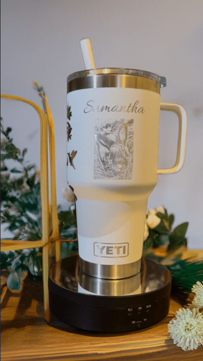 Photo and Flowers Personalized YETI Rambler | Game Day Football Apparel | LNS Laser Engraver Designer LLC