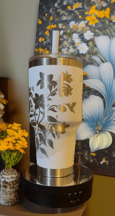 Photo and Flowers Personalized YETI Rambler | Game Day Football Apparel | LNS Laser Engraver Designer LLC