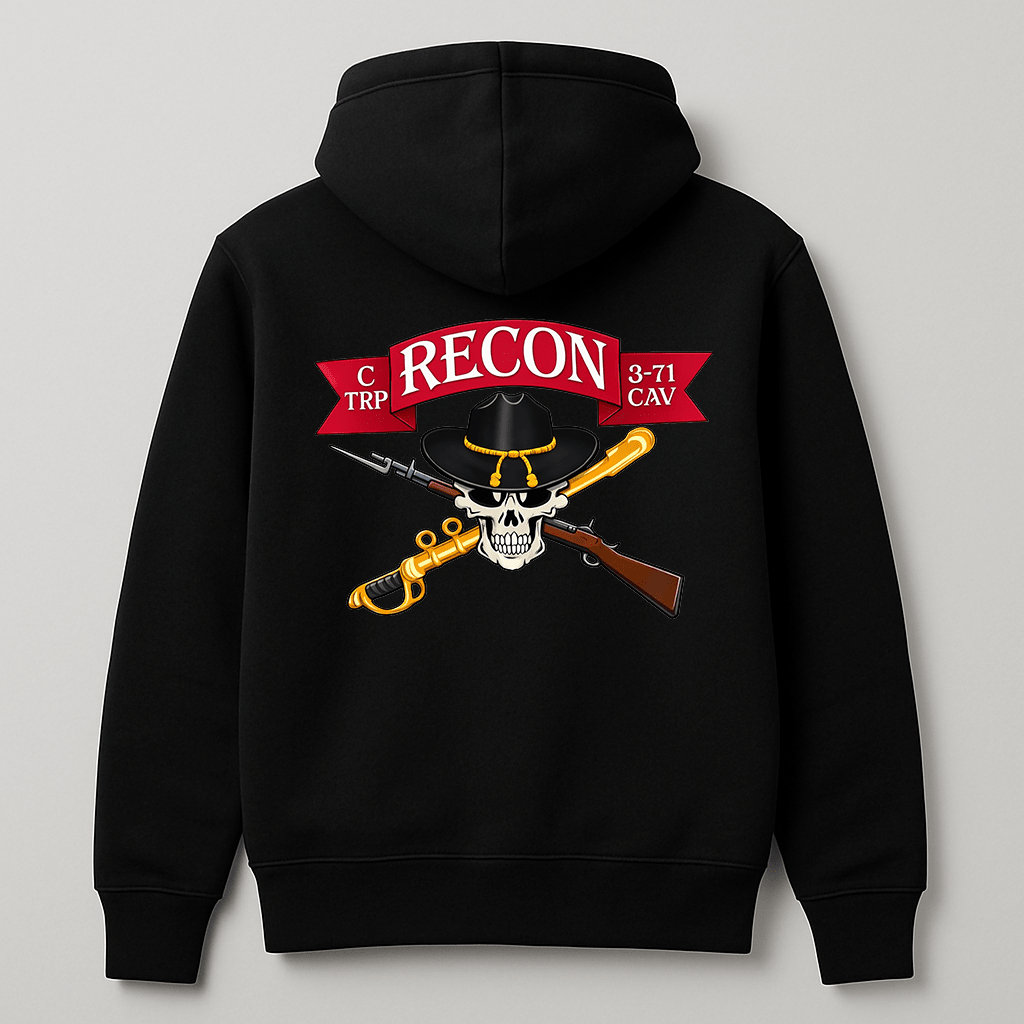 Recon C TRP 3 - 71 CAV Black Hoodie – Cavalry Edition | Game Day Football Apparel | LNS Laser Engraver Designer LLC