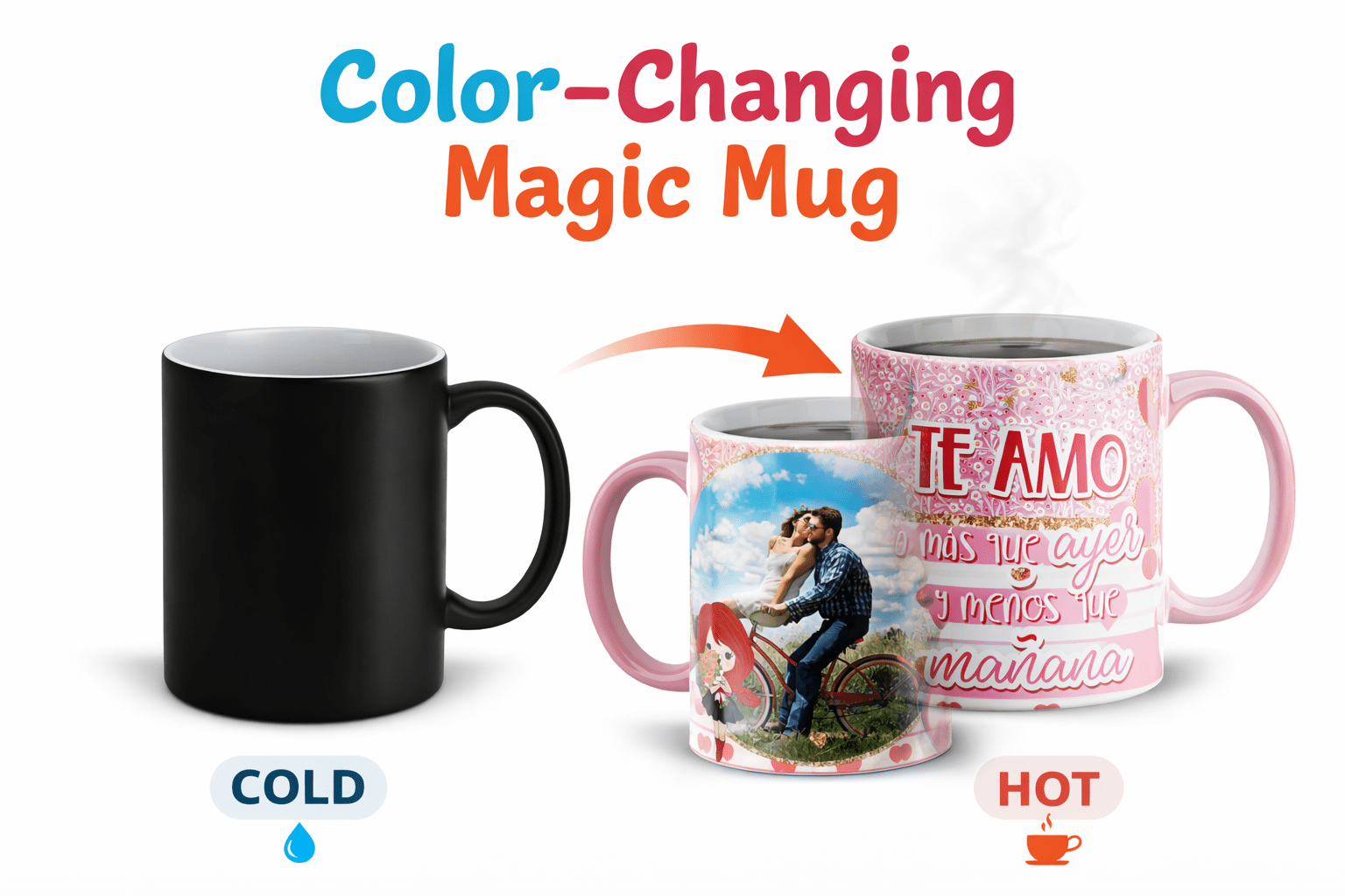 “Te Amo Más Que Ayer y Menos Que Mañana” Personalized Photo Mug (English or Spanish) | Game Day Football Apparel | LNS Laser Engraver Designer LLC