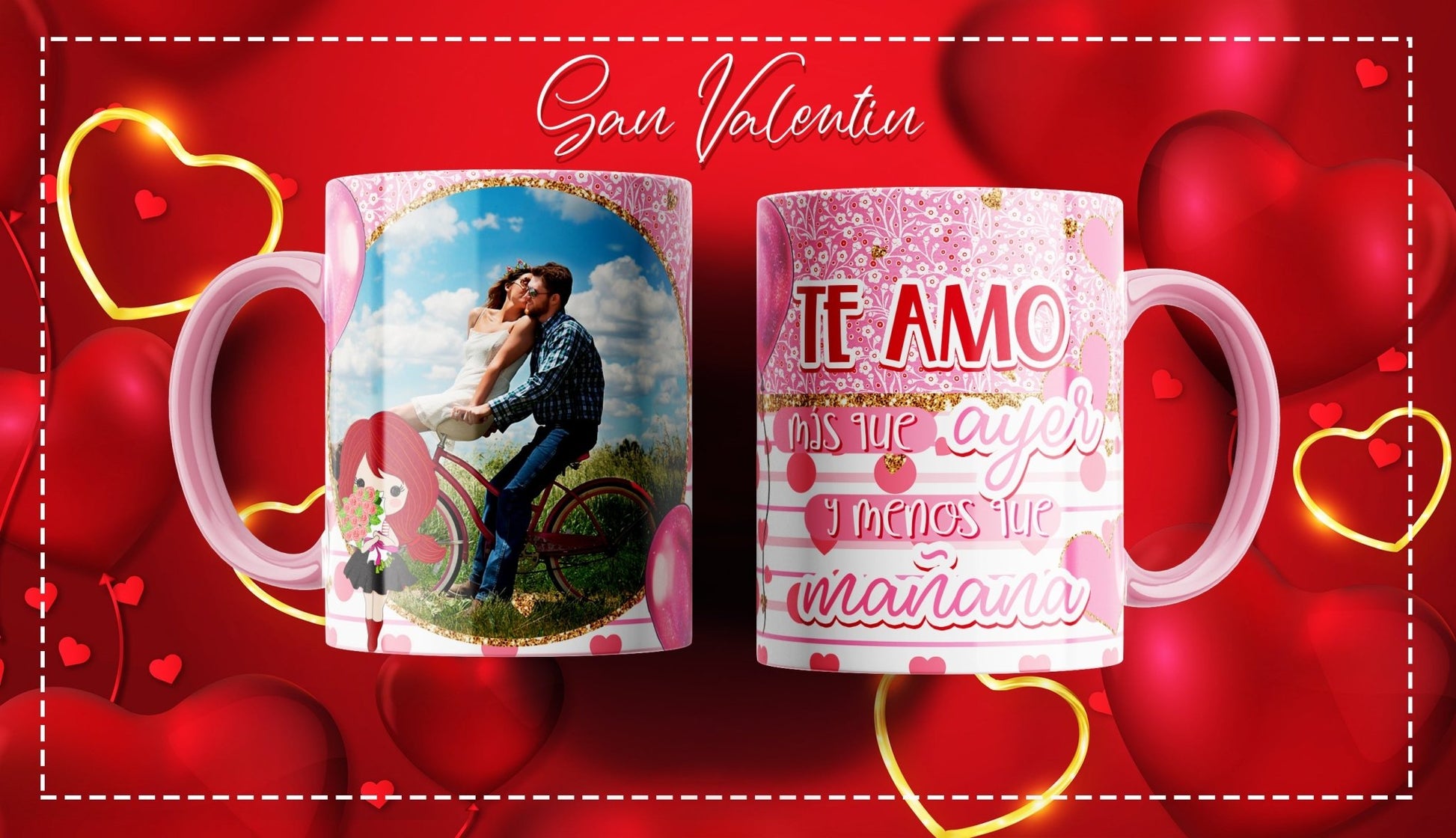 “Te Amo Más Que Ayer y Menos Que Mañana” Personalized Photo Mug (English or Spanish) | Game Day Football Apparel | LNS Laser Engraver Designer LLC