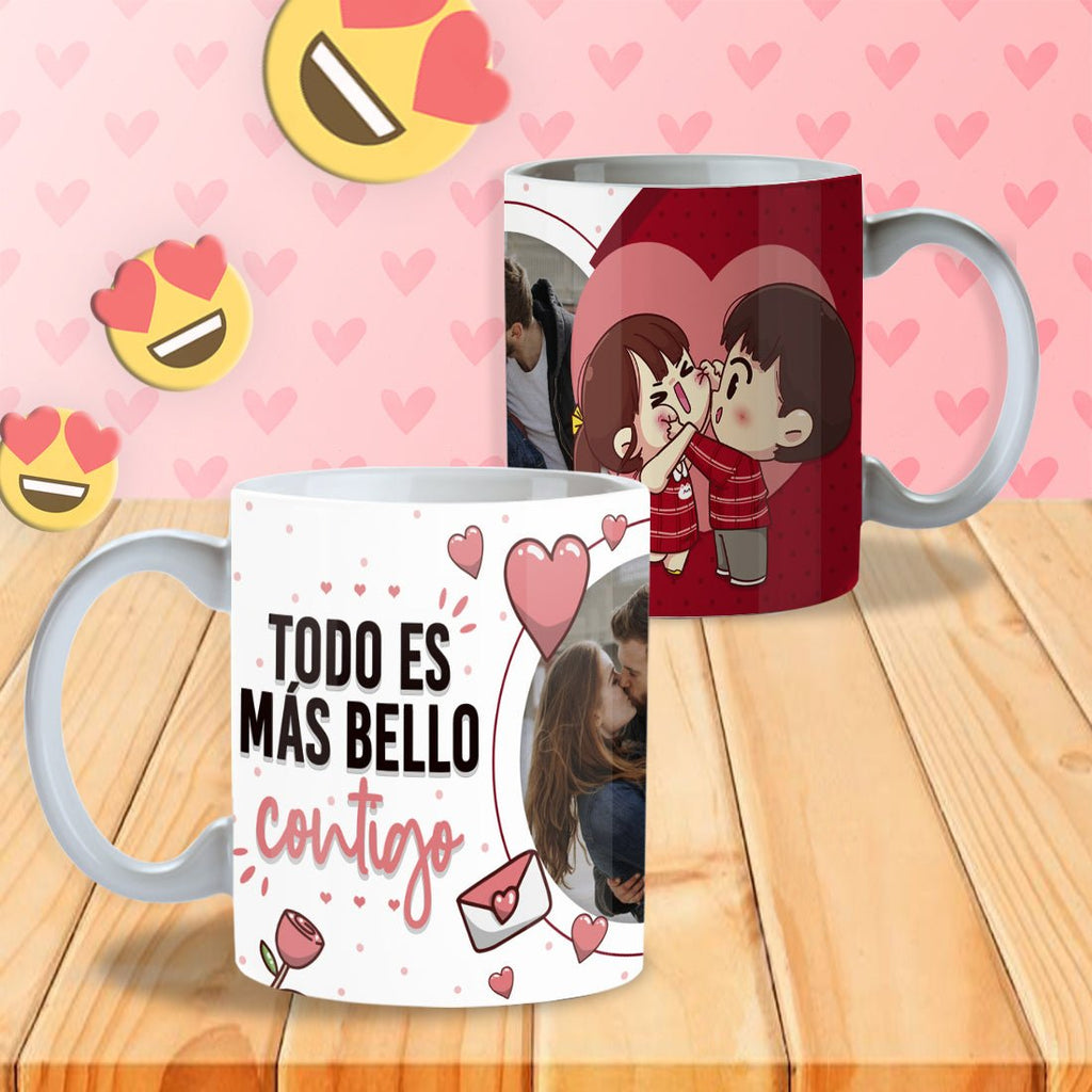 “Todo Es Más Bello Contigo” Personalized Photo Mug (English or Spanish) | Game Day Football Apparel | LNS Laser Engraver Designer LLC